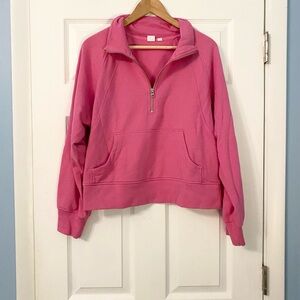 GAP Women's Pink Quarter-Zip Sweatshirt